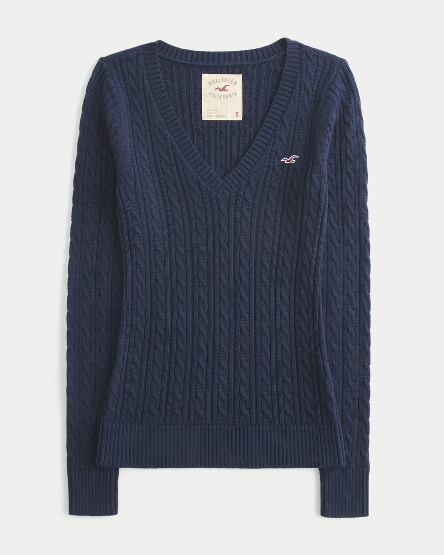 Hollister Ivy Cable-Knit V-Neck Sweater